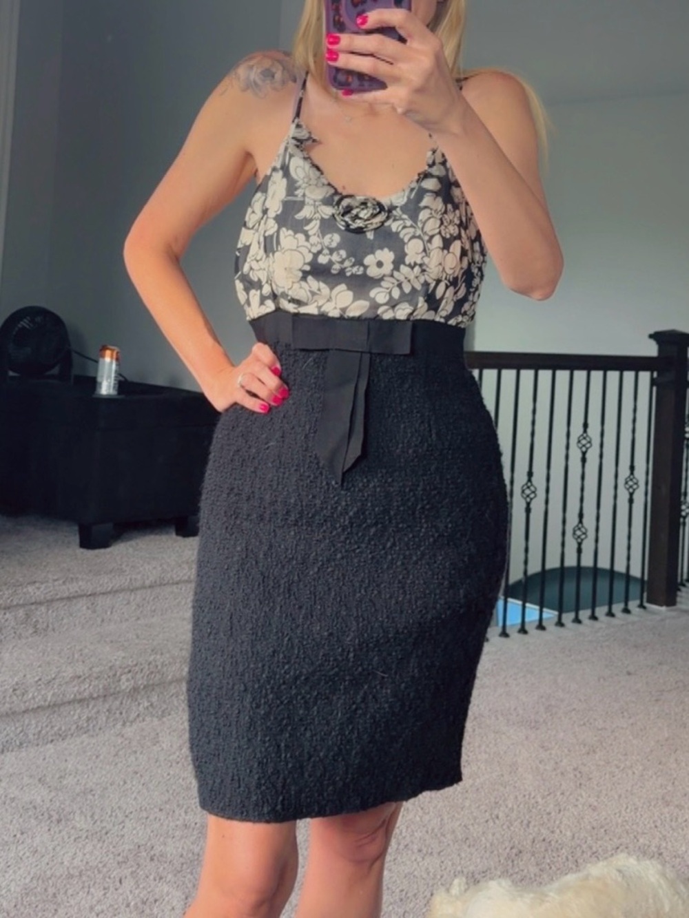 Milly Black and Cream Floral Dress